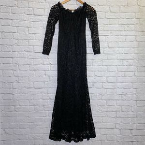 Women's Strapless Black Floral Maxi Dress Small